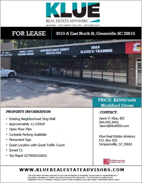 FOR LEASE-3010 E. North Street, Greenville