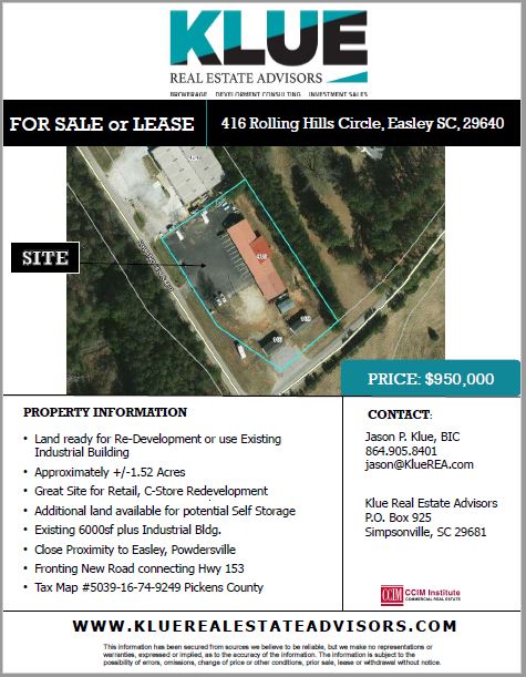 FOR SALE or FOR LEASE-416 Rolling Hills Circle, Easley