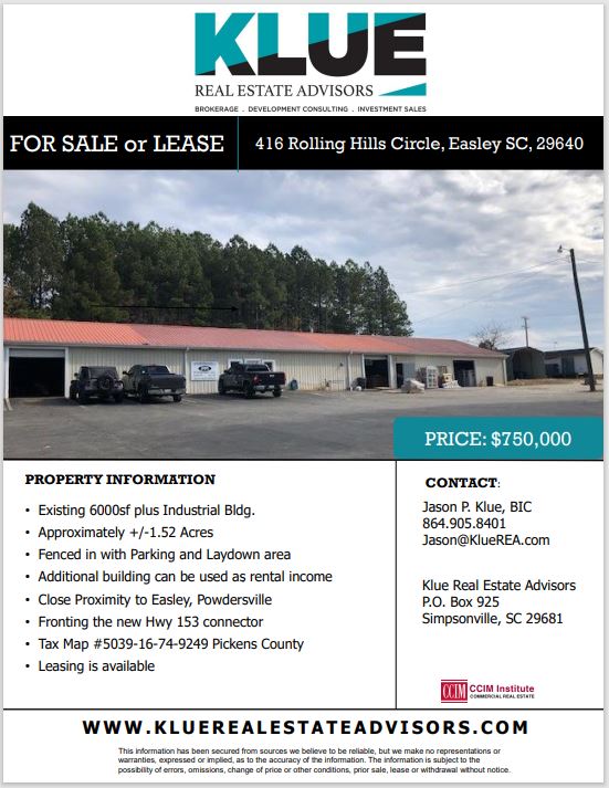 FOR SALE or FOR LEASE-416 Rolling Hills Circle, Easley