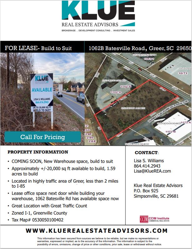 FOR LEASE-1062-B Batesville Rd, Greer